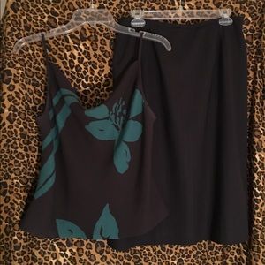 Worth Brown and aqua skirt/camisole outfit